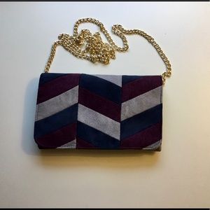 Small suede striped handbag